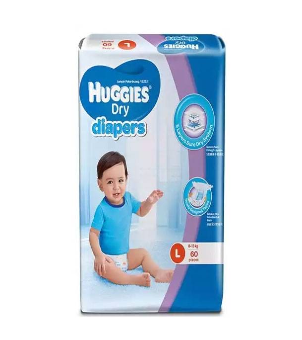 Buy Huggies Dry Diapers Large Size 60 pcs 813 kg Online